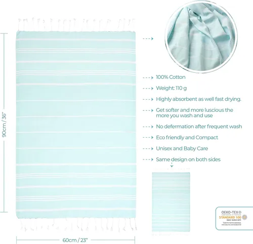 Vista 140 de Cacala Toallas de cocina 100% algodón turco, altamente absorbentes, suaves, de secado rápido, con lazo para colgar, para gimnasio, yoga, baño