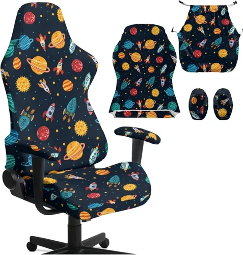 Vista 17 de Funda para silla de juegos de gatos lindos para niñas y hombres, fundas florales para reposabrazos elásticas, ergonómicas, protector de escritorio