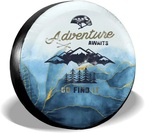 Vista 9 de Siski Adventure Awaits and I Must Go - Cubierta para neumático de repuesto, protectores de rueda, impermeables, universales para remolque, vehículo