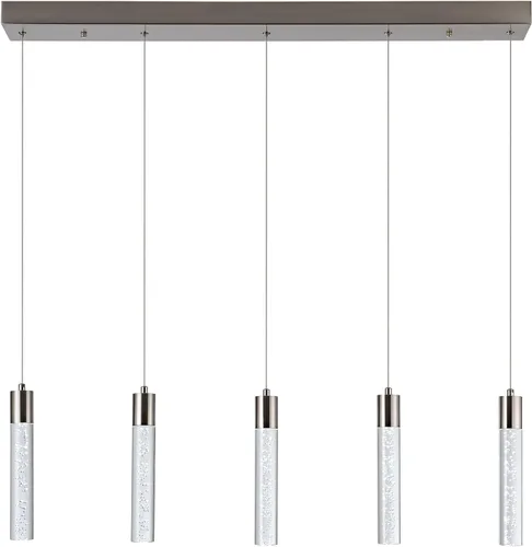 Vista 10 de Lámpara colgante de 3 luces LED para cocina, lámpara colgante de cilindro de burbujas de níquel cepillado con longitud ajustable para cocina, isla