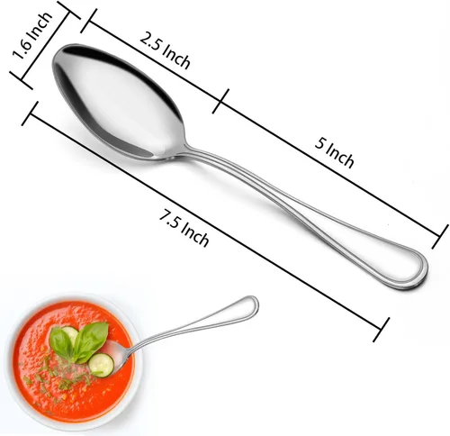 Vista 2 de BEWOS Juego de 24 Cucharas de Cubiertos - Cucharas de Cena de 7.5 Pulgadas, Cucharas Soperas de Acero Inoxidable Grado Alimenticio, Cuchara de Metal