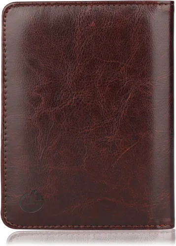 Vista 5 de Portapasaportes de piel, con bloqueo RFID, ideal para documentos de viaje, Coffee), B072QC2GSM