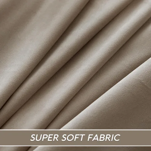 Vista 6 de RYB HOME Cortinas de terciopelo beige camello de 84 pulgadas, cortinas de ventana de 2 capas resistentes con cinta plisada, cortinas opacas