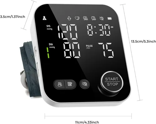 Vista 8 de NOUYAN Monitor de presión arterial para la parte superior del brazo, monitores para uso doméstico, brazalete ajustable de 8.7"-16.5", pantalla LED