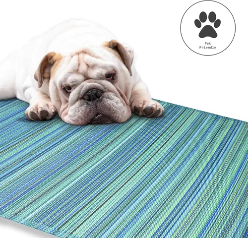 Vista 140 de Fab Habitat Alfombra Rayada para Exteriores - Impermeable, Resistente a la Decoloración, Sin Arrugas, Reversible - Plástico Reciclado Premium