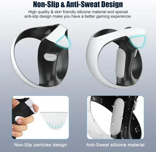 Vista 6 de KingSpec Protector de lente y controlador PS VR2 almohadilla de silicona antideslizante, accesorios PSVR2 para controlador de sentido y auriculares