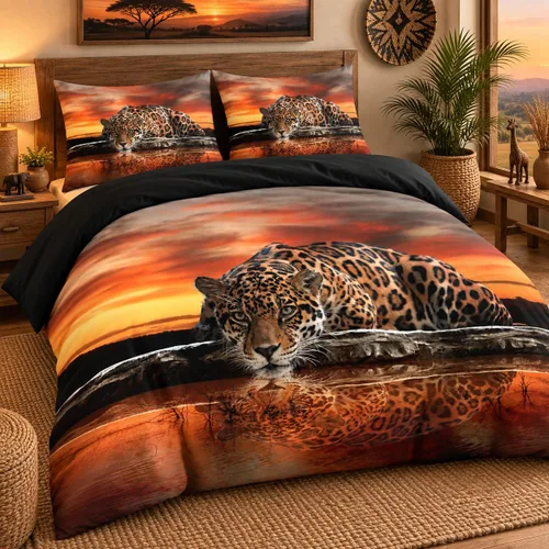 Vista 3 de Juego de funda de edredón con diseño de tigre blanco, tamaño individual, funda de edredón con estampado de animales salvajes, juego de ropa de cama