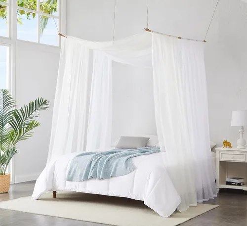 Vista 5 de Warm Home Designs Bufanda transparente de 30 pies de largo color beige claro para ventana. Estas bufandas de ventana de longitud XXL con cenefa