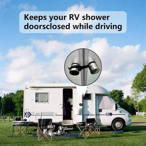 Vista 4 de Eagles Correa de cierre de viaje para puerta de ducha RV (goma, paquete de 2) se adapta a la mayoría de puertas de ducha para tu cámper, remolque