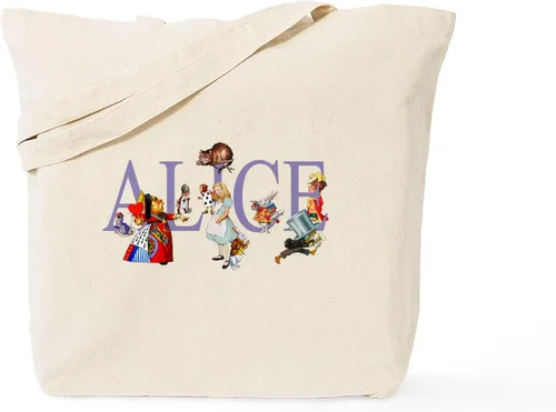 CafePress ALICE & FRIENDS IN WONDERLAND - Bolsa reutilizable de lona color beige natural