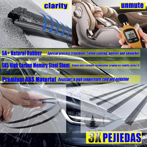 Vista 4 de 3 limpiaparabrisas OEM, limpiaparabrisas de repuesto para Jeep Wrangler 2007-2017