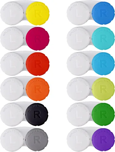 Lasiyanor 12 piezas de funda para lentes de contacto colorida, kit de inmersión para lentes de contacto, embalaje a prueba de fugas, adecuado para