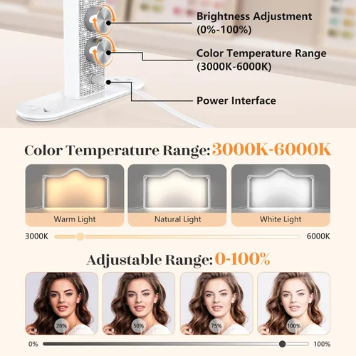 Vista 3 de Yokilly Luz de media luna de arco: Luz de media luna sin sombras de 34 "para salón de escritorio - Lámpara de escritorio LED plegable con brillo