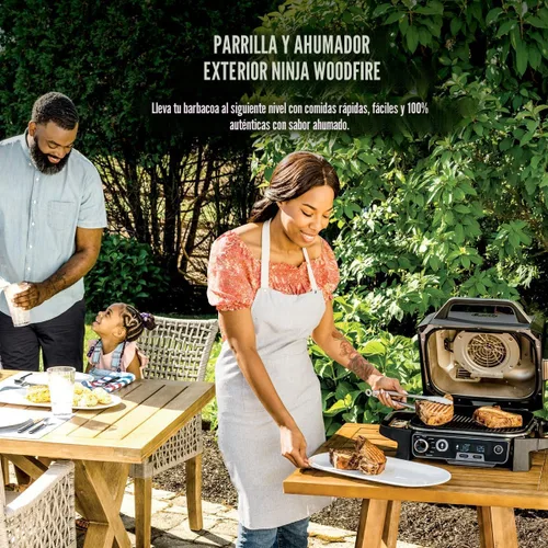 Vista 3 de Ninja Serie Woodfire 7 en 1 (parrilla, barbacoa, asar, freír con aire, deshidratar, rostizar, ahumar) Portátil y resistente a la intemperie