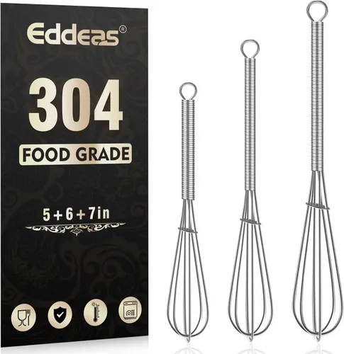 Vista 14 de Batidor Largo Mini de Acero Inoxidable, Eddeas Batidor Pequeño Delgado de 10 Pulgadas Pequeño con Mango Largo para Batir, Batir, Mezclar Salsas