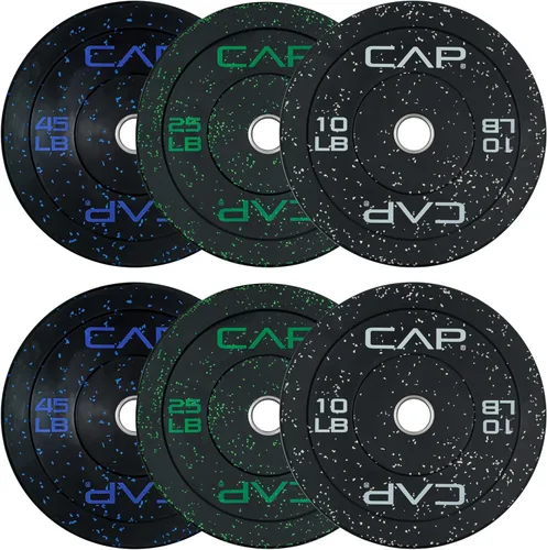 Vista 28 de CAP Barbell - Juego de discos olímpicos de goma de 2 pulgadas con soporte de 6 postes, 100-370 libras, múltiples opciones