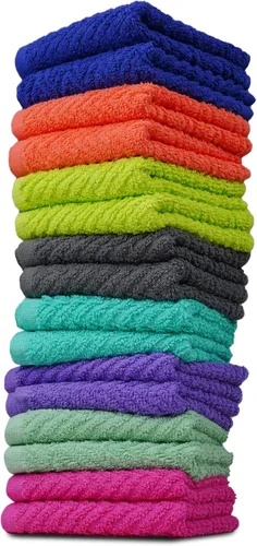 Vista 9 de ZUPERIA Zigzag - Paños de lavado multicolor, paquete de 32, 12 x 12 pulgadas, paños suaves altamente absorbentes para cara, toallas de gimnasio