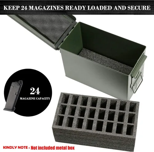 Vista 2 de Aolamegs 24 revisteros de espuma de lata de munición de .50 Cal (precortado, espuma de grado militar)