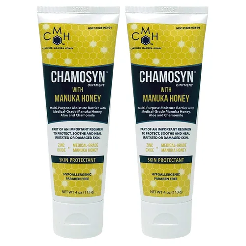 Chamosyn-SC0125W - Protector de piel con ungüento de barrera de humedad con aloe, manzanilla y miel de manuka, tubo de 4 onzas, paquete de 2