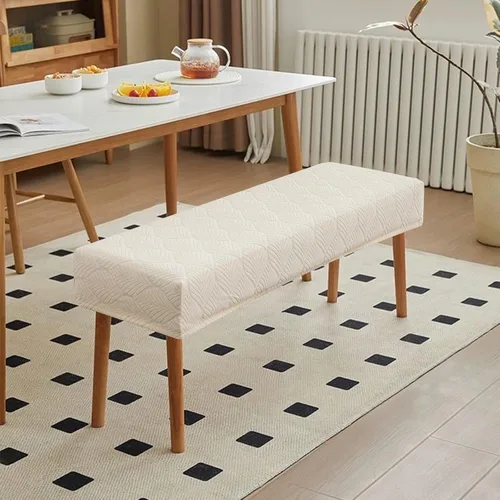 Vista 2 de Genina Fundas impermeables para banco de comedor, protector de asiento de banco de jacquard elástico, funda de banco rectangular para dormitorios
