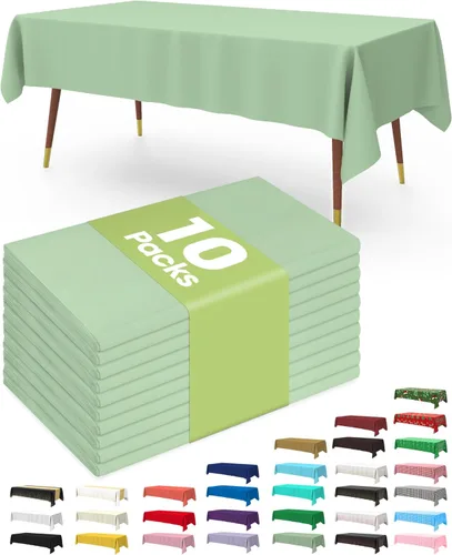 Vista 14 de Pureegg - Juego de 10 manteles de plástico desechables redondos de 84 pulgadas, para fiestas, picnics, bodas, manteles decorativos, redondos, Blanco