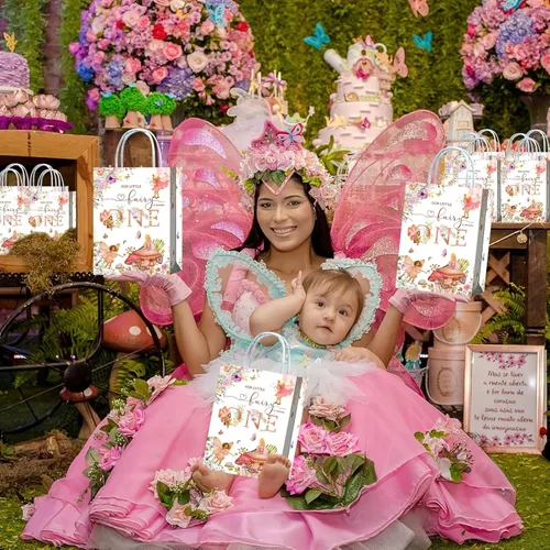 Vista 4 de Brattol 16 bolsas de recuerdos de fiesta de primer cumpleaños de hadas, jardín de hadas, regalo de primer cumpleaños, aperitivos, dulces, bolsas