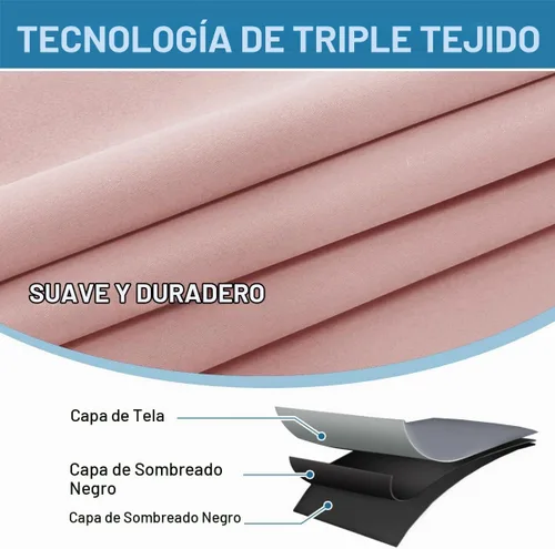Vista 3 de H.VERSAILTEX Cortinas 100% opacas para dormitorio con forro negro, cortinas de oscurecimiento de habitación completa, con aislamiento térmico Rosa