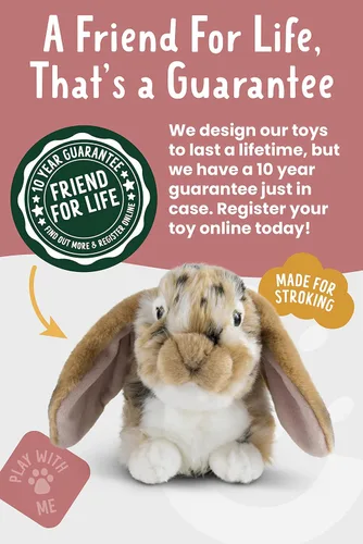 Vista 7 de Living Nature Brown Dutch Lop Eared Rabbit Stuffed Animal Fluffy Rabbit Animal Soft Toy for Kids 10 inches