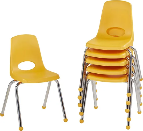 Vista 85 de Factory Direct Partners 10367-BL Silla escolar apilable de 16 pulgadas, asiento apilable para estudiantes con patas de acero cromado y rodamientos