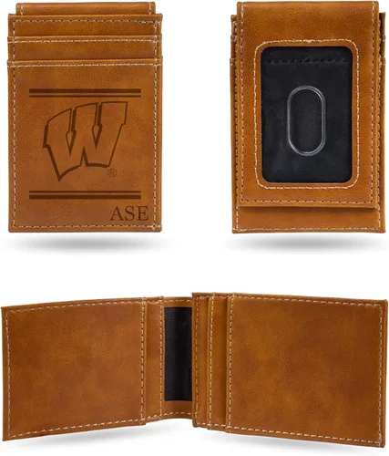 Vista 51 de Rico Industries NCAA Arizona State Sun Devils Brown - Cartera de bolsillo frontal personalizada con grabado láser - Delgada/ligera - Gran artículo