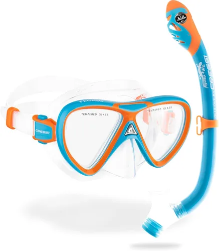 Cressi Juego de silicona para snorkel (máscara y snorkel seco) para niños de 5 a 15 años - Pegaso e iguana seca: diseñado en Italia
