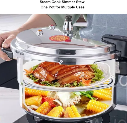 Vista 3 de Olla a presión de acero inoxidable, olla a presión de cocina para inducción y estufa, olla a presión con válvulas de seguridad, placa de cocción al