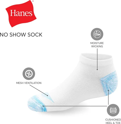 Vista 2 de Hanes Calcetines Cool Comfort para niñas, paquete de 12 pares