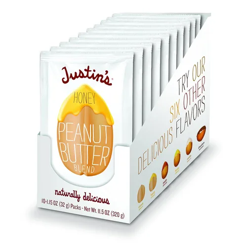 Vista 5 de Justin's Paquete de 10 paquetes exprimibles de miel, almendras y mantequilla de maní