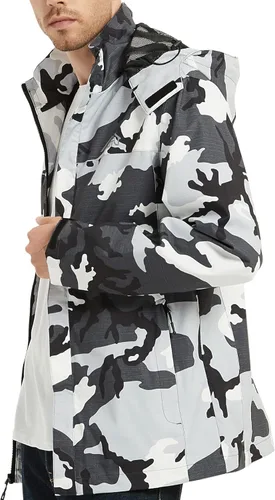 Vista 7 de Chaqueta impermeable ligera para hombre con capucha, para el aire libre, senderismo, viajes