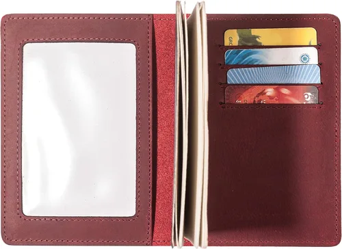 Vista 4 de Combo de carteras para pasaporte y tarjetero de vacunación, bloqueo RFID, funda de cuero genuino para pasaporte con ranura para tarjeta