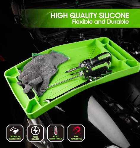 Vista 4 de DURATECH Bandeja de herramientas flexible, soporte de herramientas de silicona para almacenamiento de mecánicos, organizador resistente al calor y a