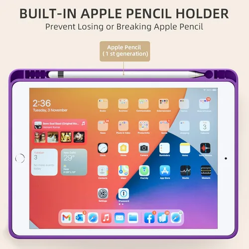 Vista 4 de Akkerds - Funda Compatible con iPad de 10.2 Pulgadas 2021/2020/2019, para iPad de 9ª/8ª/7ª Generación con Soporte para Lápiz, Funda Protectora