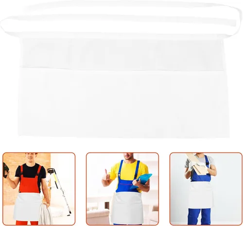 Vista 9 de SOLUSTRE Waterproof Polyester Work Apron with Large Pocket Unisex Waist Server Apron for Cooking and Canteen Use for Waitstaff and Kitchen Tasks