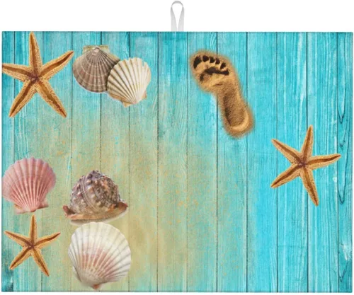 Vista 8 de Pan de comida con cuchara y tenedor tazas de granos de café, alfombrillas de secado de platos con temática de vinatge para encimera de cocina