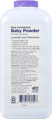 Vista 3 de Polvo de bebé puro de maicena con lavanda y manzanilla (paquete de 2)