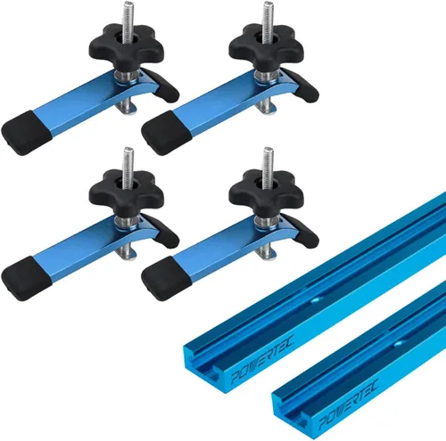 Vista 12 de POWERTEC 71609-P4V Kit de intersección de riel en T de 3 pulgadas con agujeros de montaje pretaladrados, 4 juegos, para riel en T universal