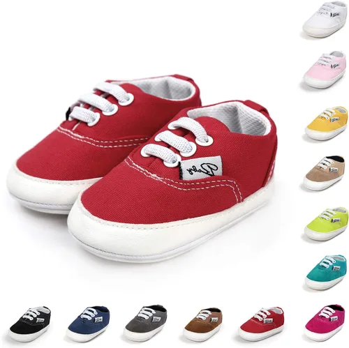 BENHERO Baby Boys Girls Canvas Toddler Sneaker Anti-Slip First Walkers Candy Shoes 0-24 Months 12 Colors