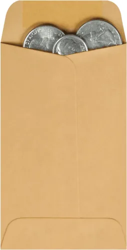 Vista 3 de Quality Park Sobres de monedas de 2-1/2 x 4-1/4, sobres de monedas #3, paquete de 500, con solapa engomada, papel kraft marrón de 28 libras