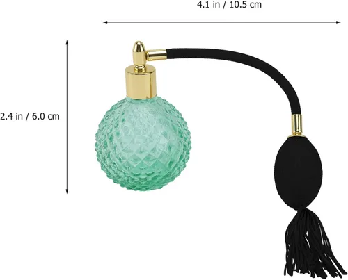 Vista 9 de HEALLILY Botella de perfume vintage de cristal de 3.4 fl oz recargable con bolsa de aire de borla larga, recipiente de vidrio vacío transparente