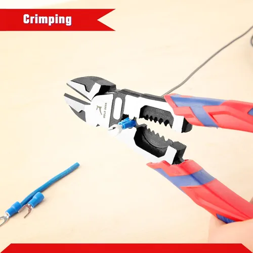 Vista 5 de Alicates de corte lateral diagonal de 9 pulgadas Pelacables Pelacables Multiuso Pelacables de alto apalancamiento Cortador Crimper Cortador Alicates