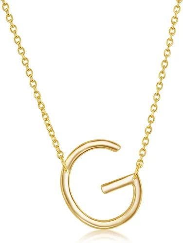 Vista 45 de Dainty Sideways Initial Necklace for Women – Sterling Silver or 14K Gold Plated 20mm Alphabet Letter Pendant