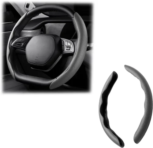 Vista 15 de LoyaForba Funda universal para volante de automóvil, protector universal de cuero segmentado de 15 pulgadas, antideslizante y suave, transpirable