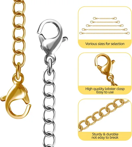 Vista 4 de winee 30 extensores de cadena para collares, extensores de collar para mujeres y niñas, extensores de cadena de acero inoxidable para joyería de 2
