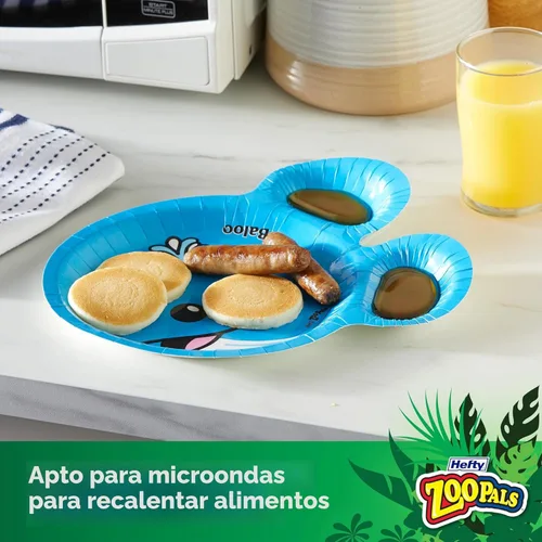 Vista 7 de Hefty Zoo Pals Party Edition - Platos de papel para niños, diseños de animales surtidos, 7.75 pulgadas con dos compartimentos de inmersión